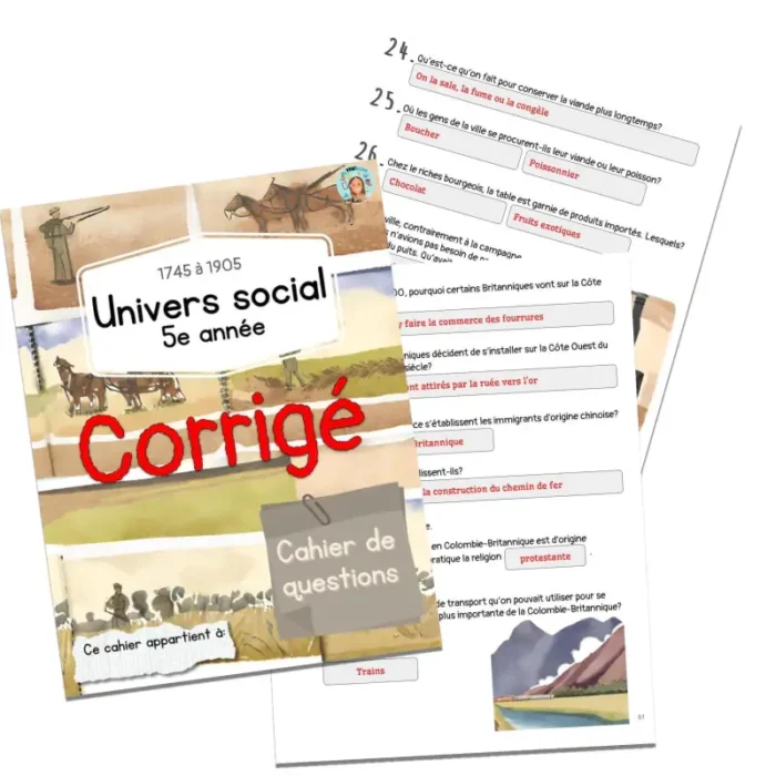 Corrigé du cahier de questions en U.S | 5e année – Image 1