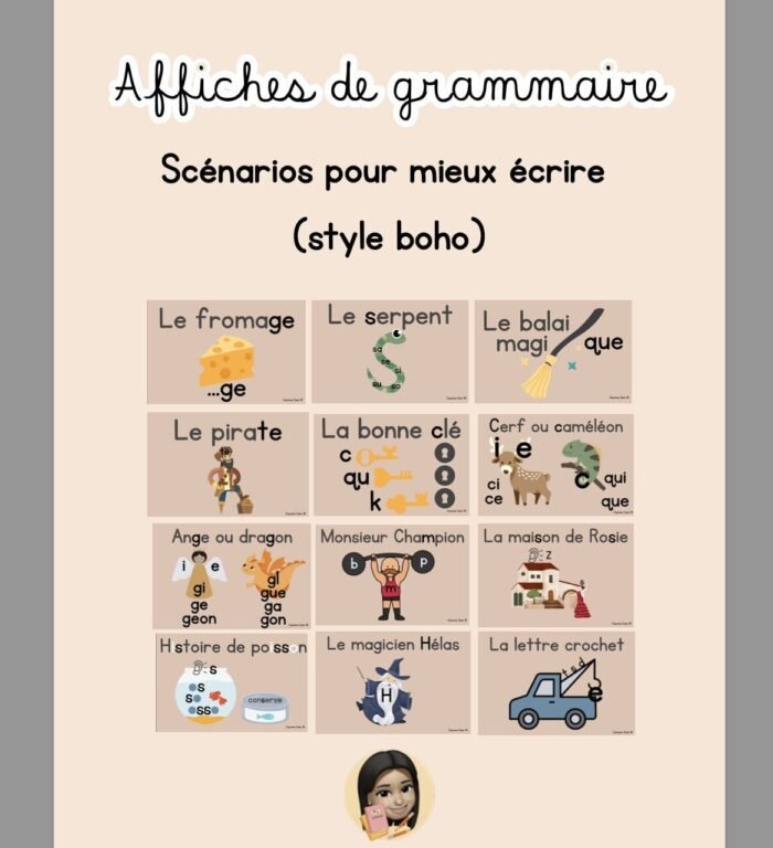 Affiches de grammaire boho - scénarios pour mieux écrire – Image 1