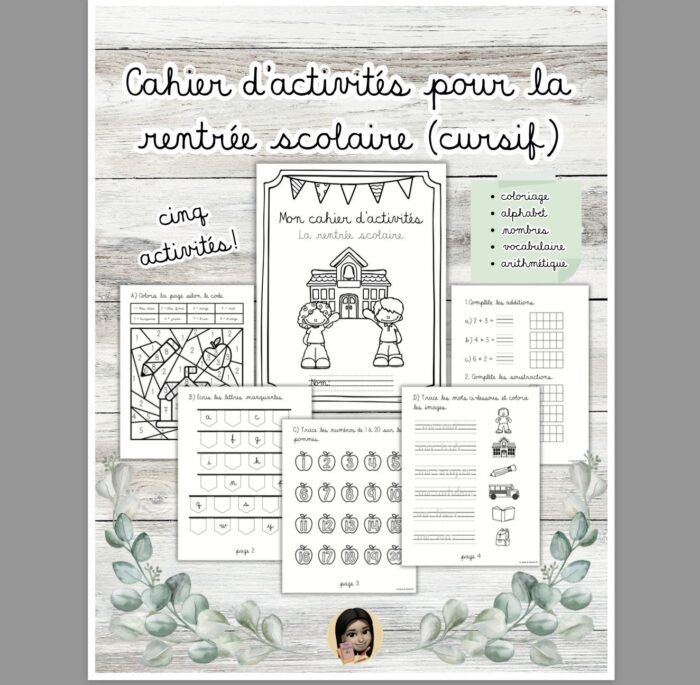 Cahier d'activités pour la rentrée scolaire (cursif) – Image 1