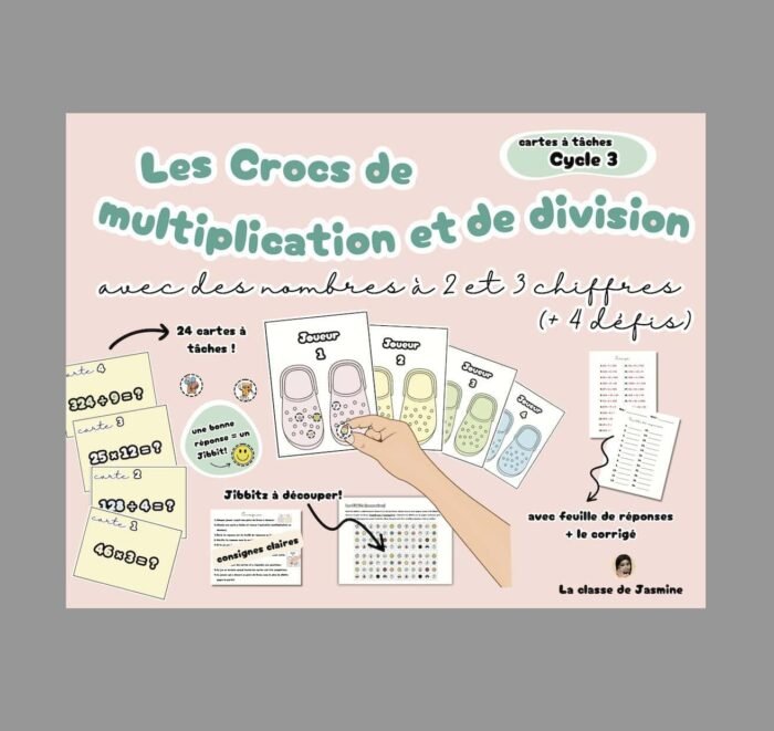 Cartes à tâches - Les crocs de multiplication et de division (nombres à 2 et 3 chiffres) – Image 1