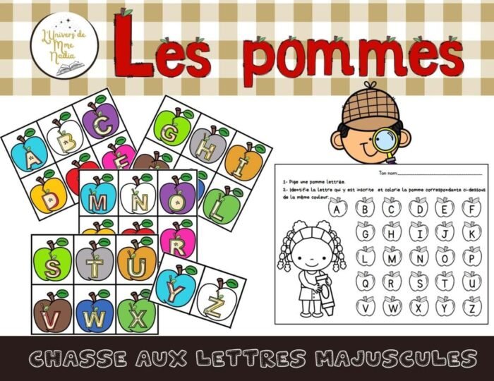 Chasse aux lettres majuscules - Thème des pommes – Image 1