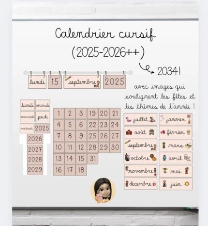 Calendrier cursif (nouveauté 2025)