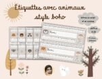 Étiquettes avec animaux style boho