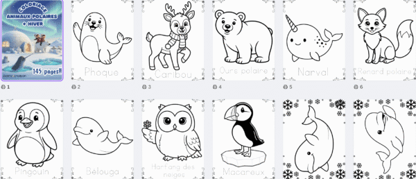 COLORIAGE hiver / Animaux polaires 145 pages – Image 2