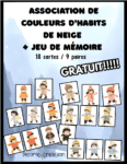 Jeu mémoire couleurs vêtements hiver gratuit